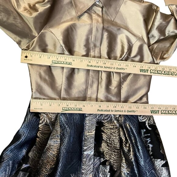 Teri Jon Rickie Freeman Feather Jacquard Full Length Gown Used Formal 4 - Picture 6 of 16